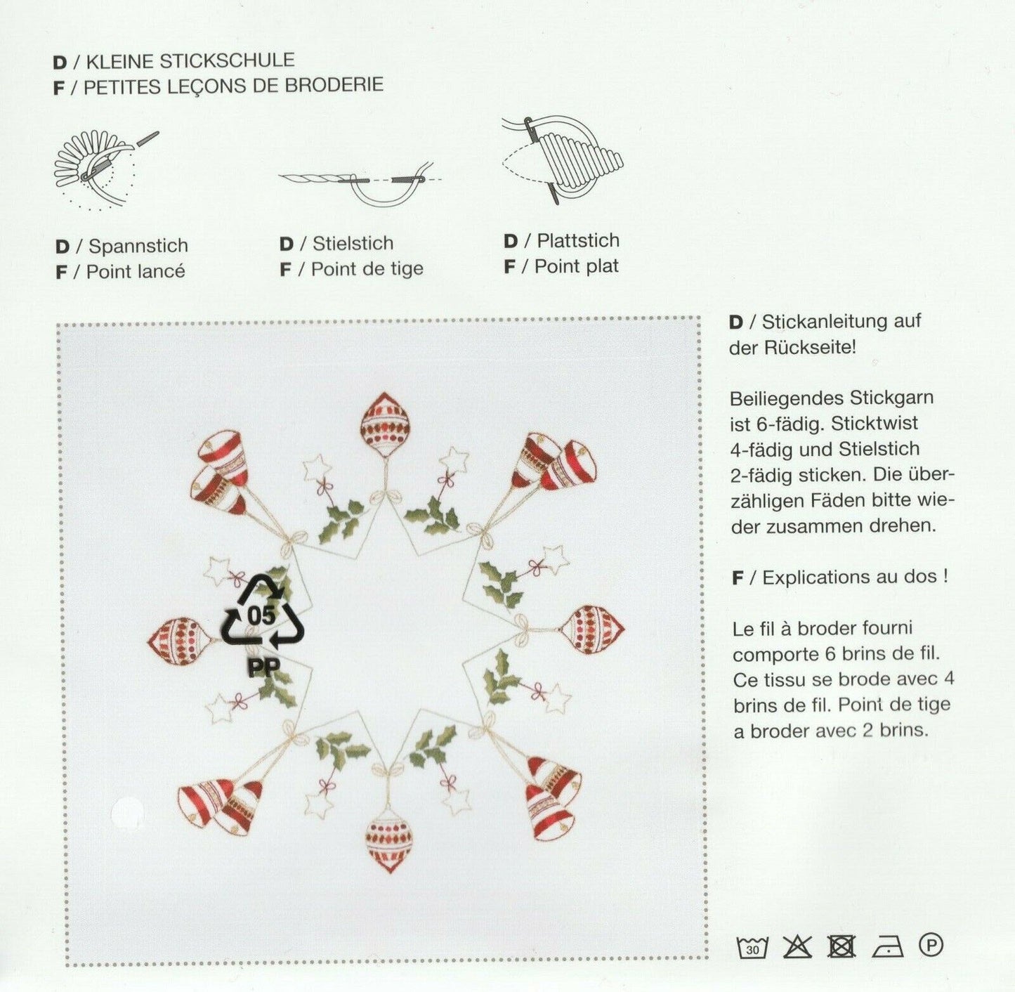Rico Design TISCHDECKE -Stickpackung Weihnachten Glocken 80x80