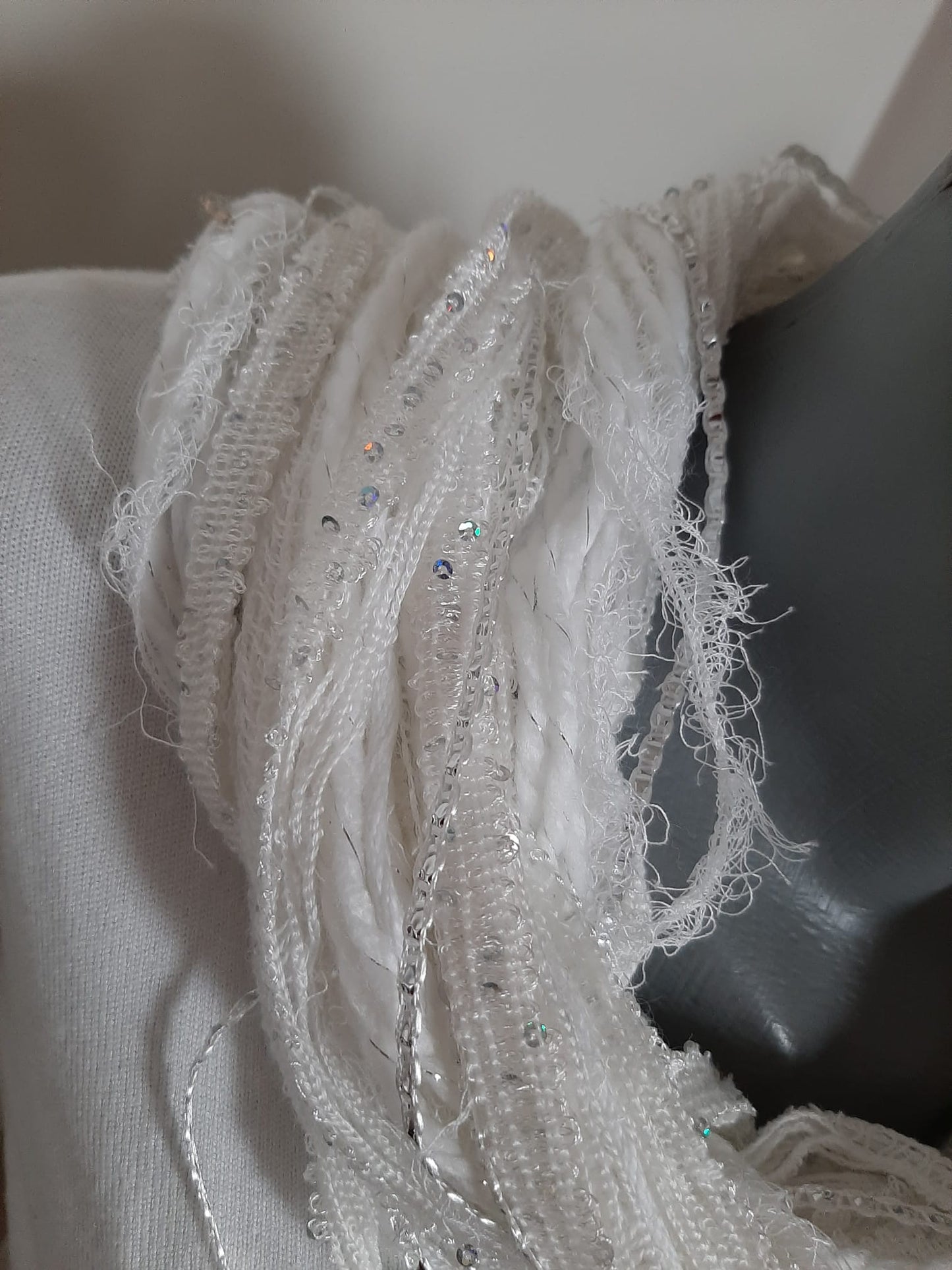 Loop-Schal Schneeflocke, handgeknüpft