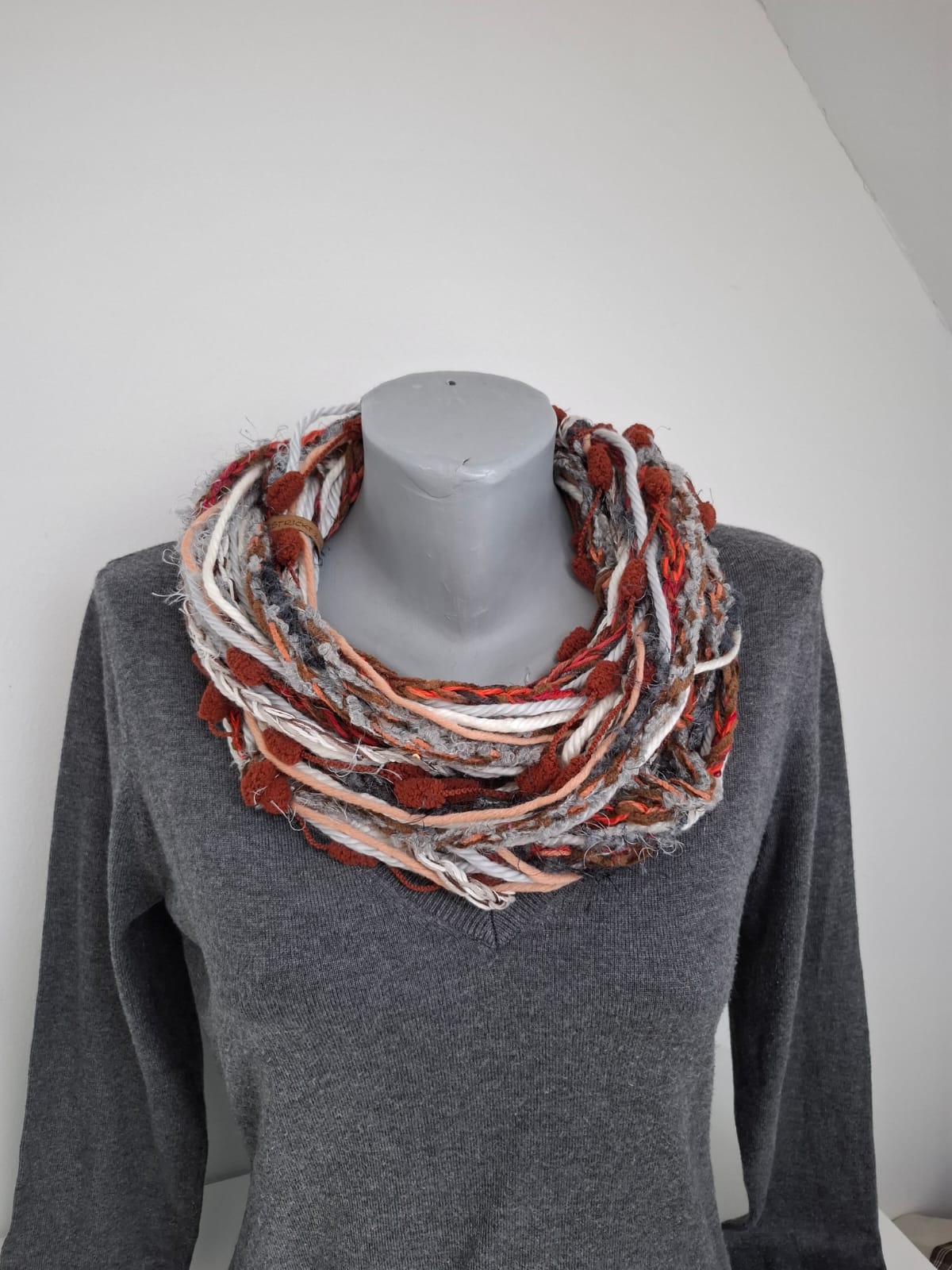 Loop-Schal Kupfer, handgeknüpft Wintervariante