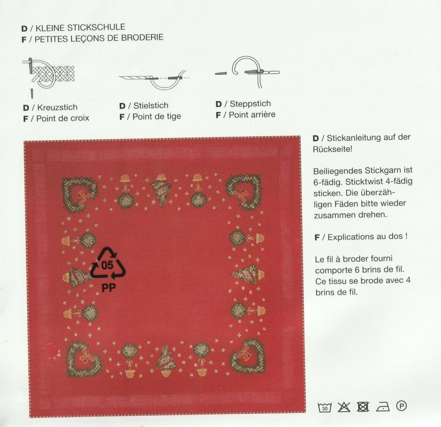 Rico Design TISCHDECKE Kreuzstickerei Kreuzstich -Stickpackung Weihnachten 80x80