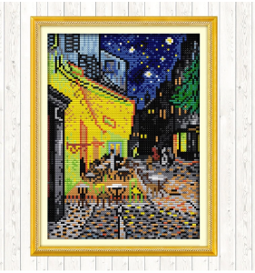Cross Stich Vorgedruckte Kreuzstich Stickpackung -Van Gogh Coffee shop 24x35 cm