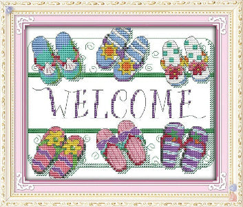 Cross Stich Vorgedruckte Kreuzstich Stickpackung -Welcome 27x23 cm