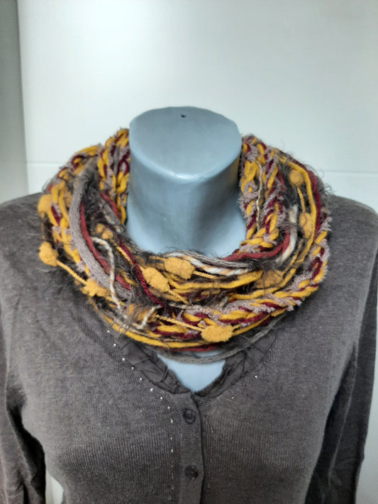 Loop-Schal Herbstlaub, handgeknüpft Wintervariante