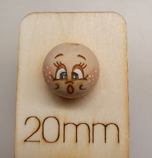 10x Holzköpfe mit bemaltem Gesicht, 2cm,verschiedene Varianten