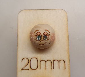 10x Holzköpfe mit bemaltem Gesicht, 2cm,verschiedene Varianten