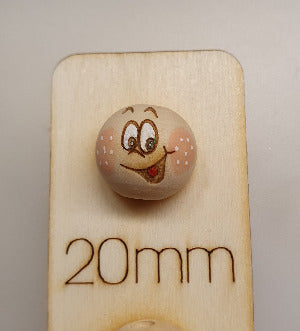10x Holzköpfe mit bemaltem Gesicht, 2cm,verschiedene Varianten