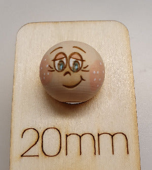 10x Holzköpfe mit bemaltem Gesicht, 2cm,verschiedene Varianten