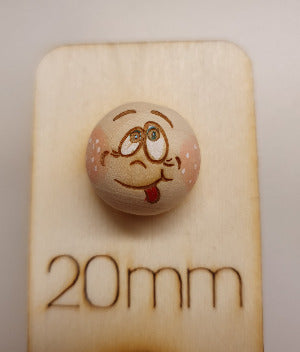 10x Holzköpfe mit bemaltem Gesicht, 2cm,verschiedene Varianten