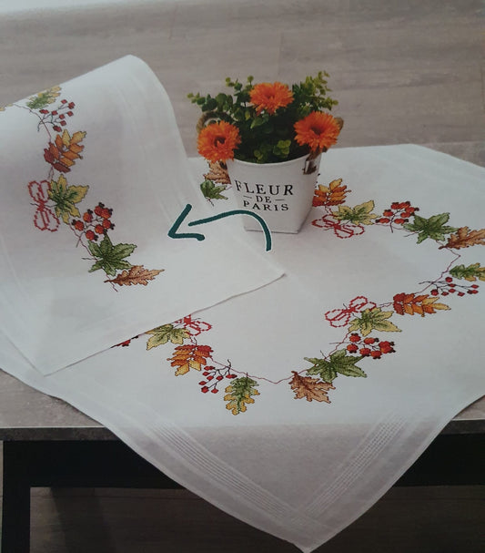 Duftin Stickpackung Läufer Herbstblätter, Kreuzstich 40x100cm