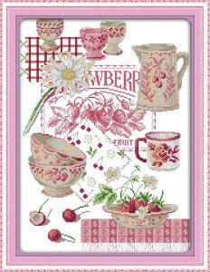 Cross Stich Vorgedruckte Kreuzstich Stickpackung - Buntes Obstgeschirr 44x58 cm