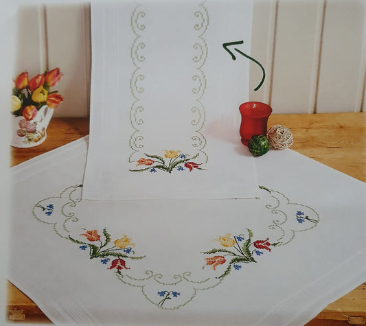 Duftin Stickpackung Läufer Tulpen, Kreuzstich 40x100cm