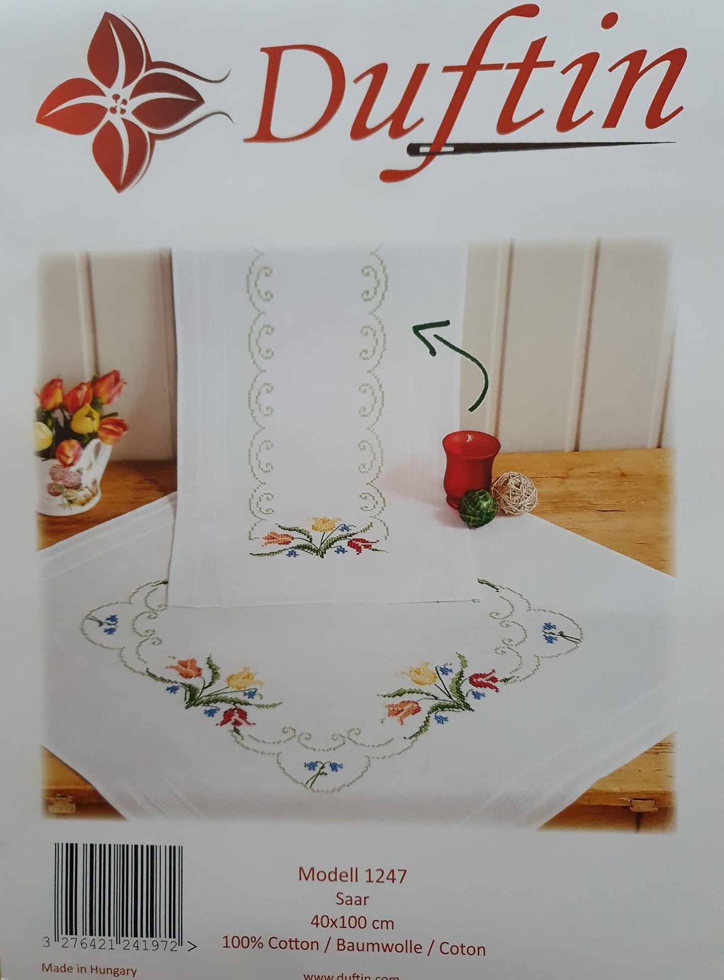 Duftin Stickpackung Läufer Tulpen, Kreuzstich 40x100cm