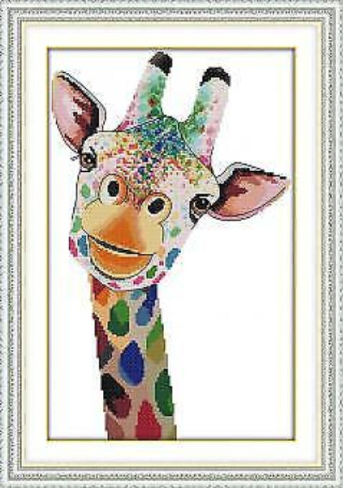 Cross Stich Vorgedruckte Kreuzstich Stickpackung BILD- Giraffe 36x52 cm