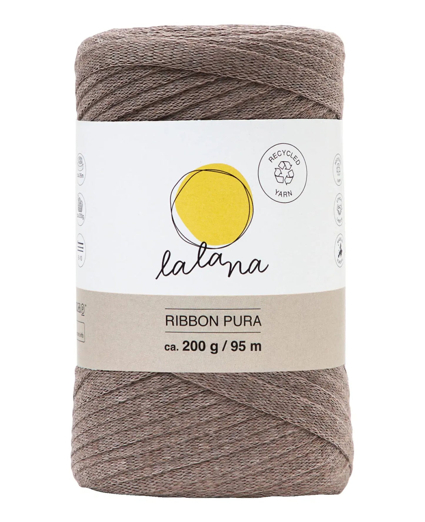 Lalana Ribbon Pura ,Garn für kreative Projekte,Bandgarn,100% recycled,ca. 8 mm,95 m,200 g