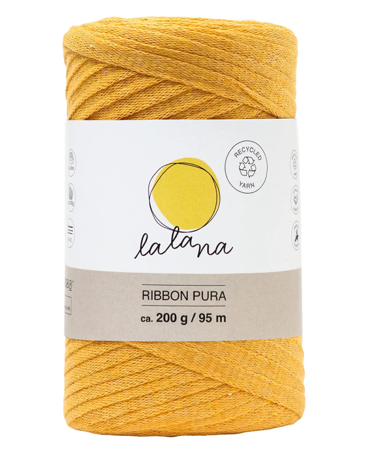 Lalana Ribbon Pura ,Garn für kreative Projekte,Bandgarn,100% recycled,ca. 8 mm,95 m,200 g
