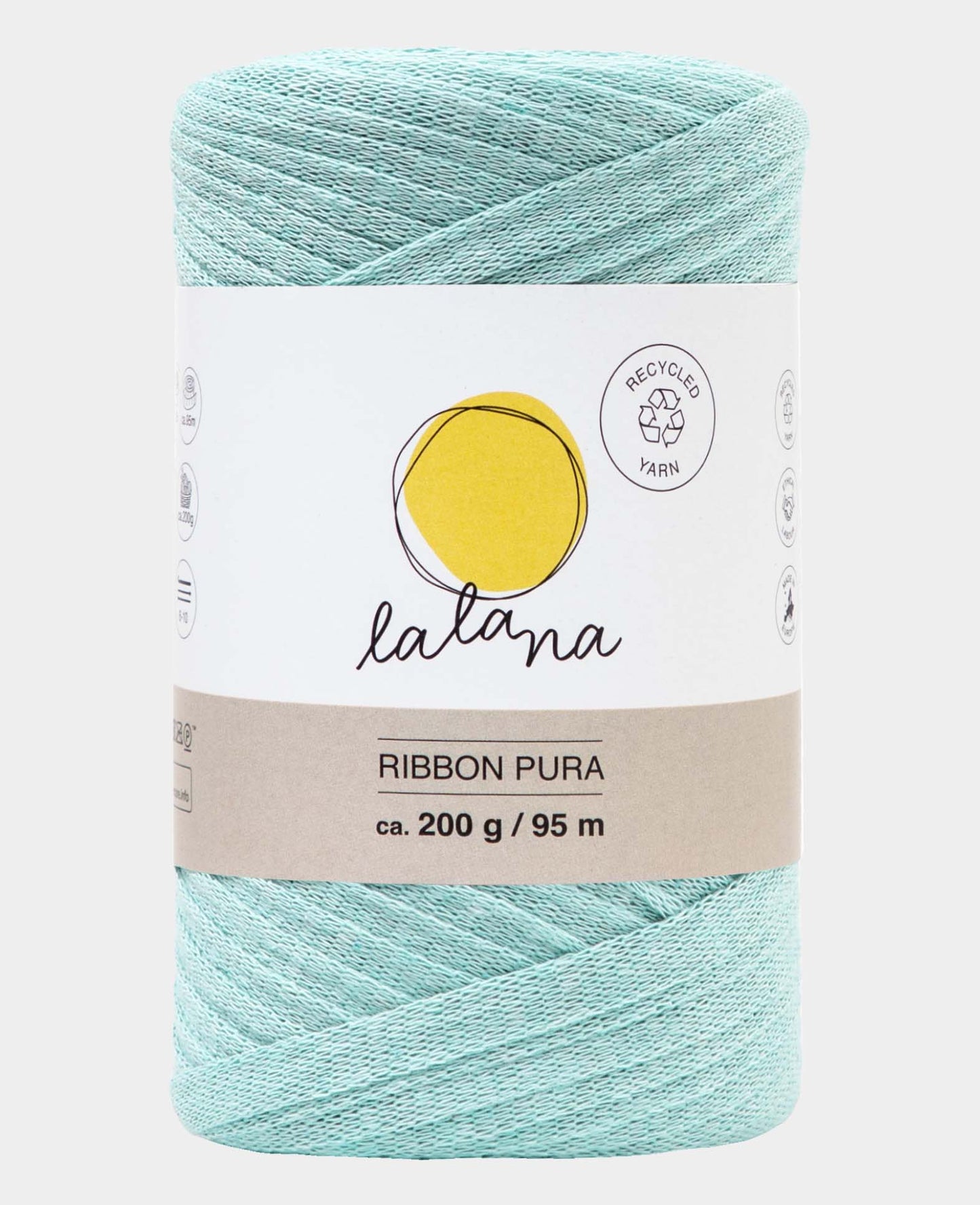 Lalana Ribbon Pura ,Garn für kreative Projekte,Bandgarn,100% recycled,ca. 8 mm,95 m,200 g