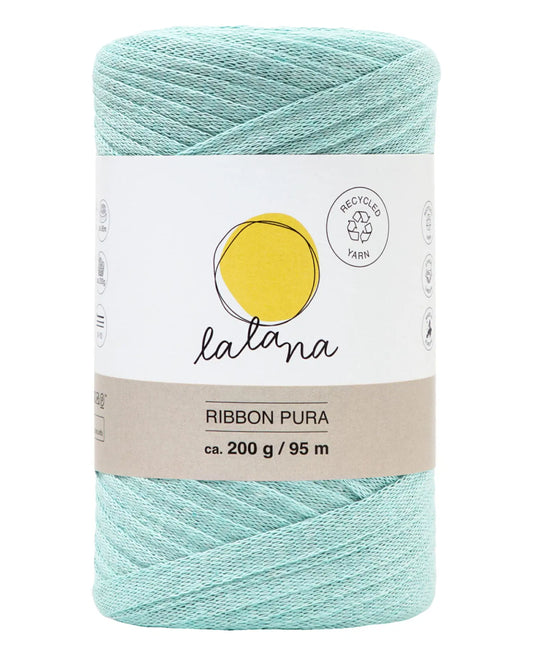 Lalana Ribbon Pura ,Garn für kreative Projekte,Bandgarn,100% recycled,ca. 8 mm,95 m,200 g