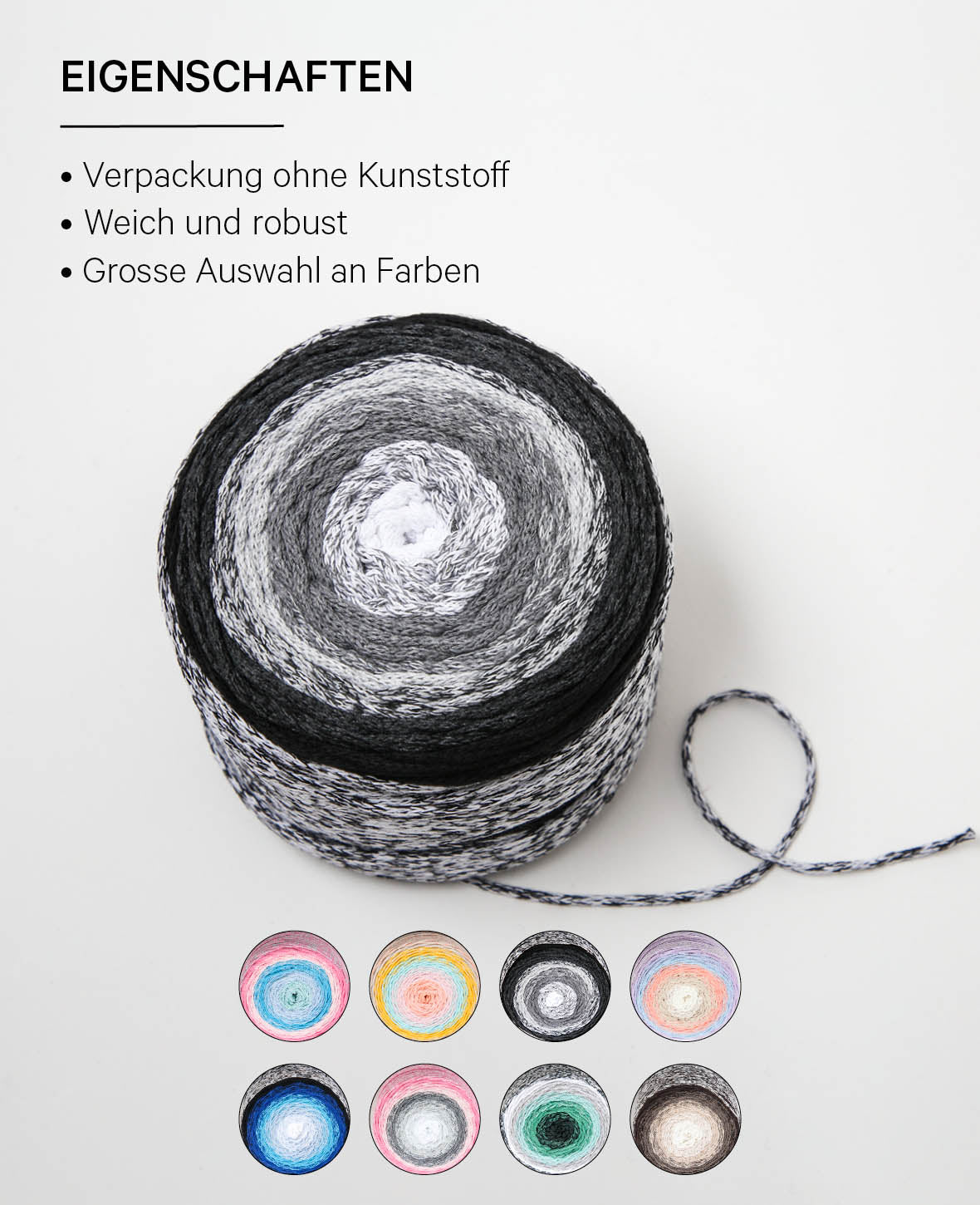 Vivace Firenze, Lalana Textilgarn zum Häkeln, Stricken, Knüpfen & Makramee Projekte, ca. 2 mm x 210 m, ca. 250 g, 1 Strang