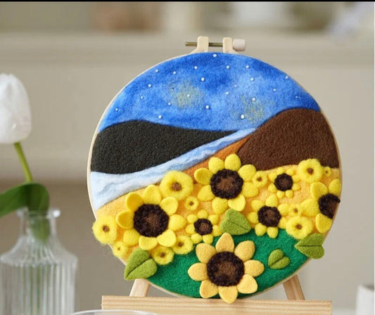 DIY Filzpackung mit Rahmen Sonnenblumen