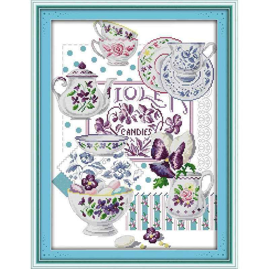 Cross Stich Vorgedruckte Kreuzstich Stickpackung - Tassen Geschichten 44x58 cm