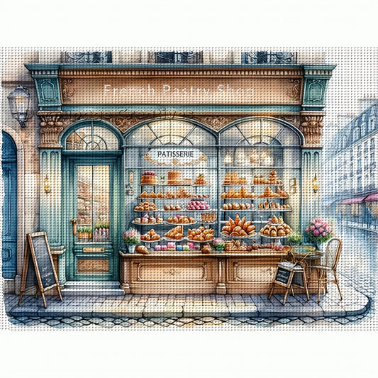 Cross Stich Kreuzstich Stickpackung BILD-Bäckerei 30x40cm