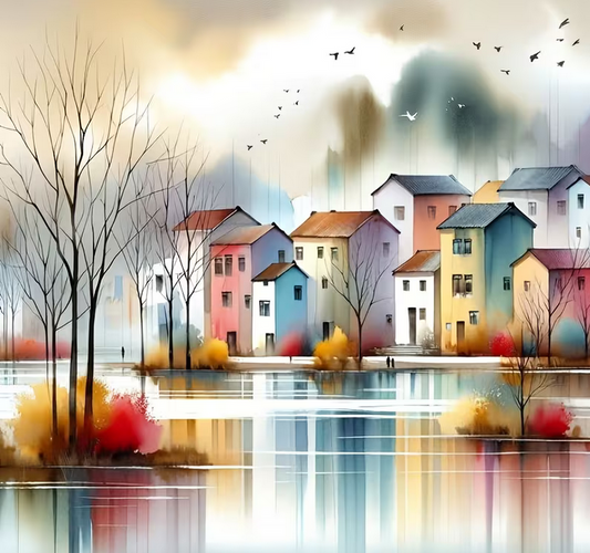 Cross Stich Kreuzstich Stickpackung BILD- Fluß,36x36cm