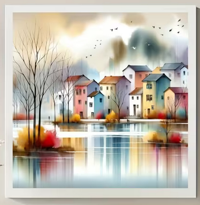 Cross Stich Kreuzstich Stickpackung BILD- Fluß,36x36cm