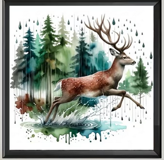 Cross Stich Kreuzstich Stickpackung BILD- Hirsch 36x36cm