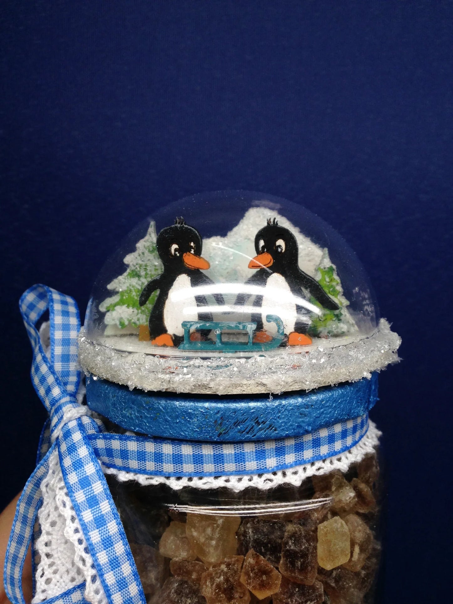 2 x Mini-Diorama aus Holz Eisbär und Pinguin