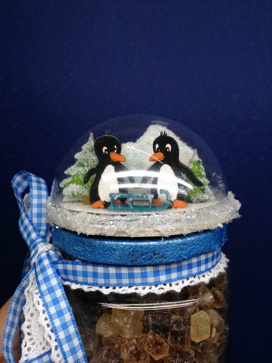 2 x Mini-Diorama aus Holz Eisbär und Pinguin