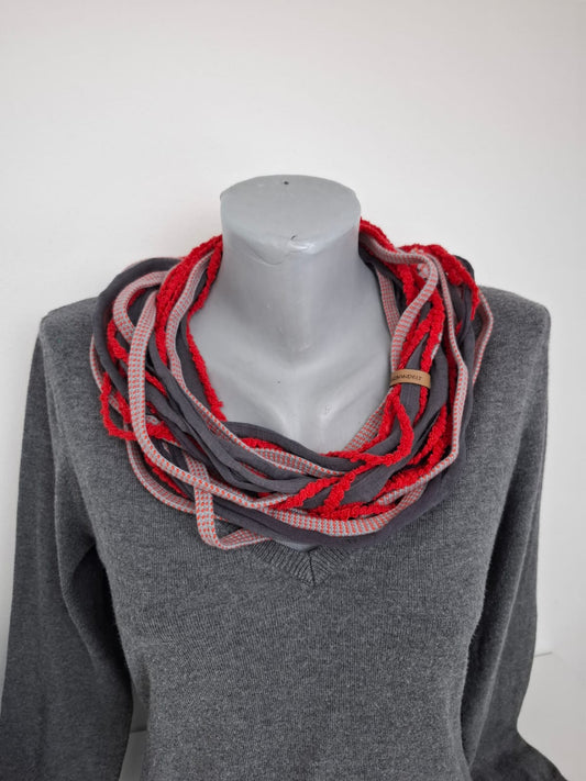 Loop-Schal Streifen, handgeknüpft