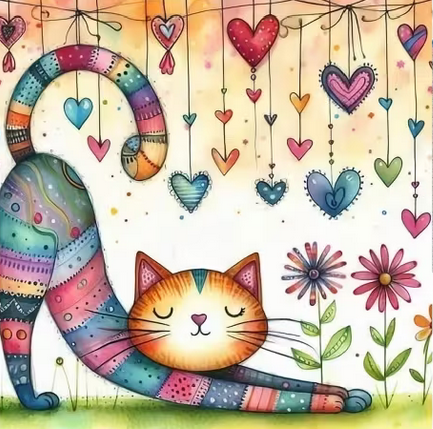 Cross Stich Kreuzstich Stickpackung BILD- Katze 36x36cm