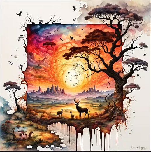 Cross Stich Kreuzstich Stickpackung BILD-Märchenwald 40x40cm