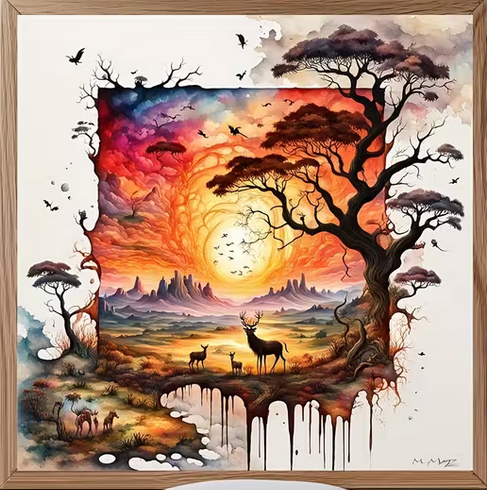 Cross Stich Kreuzstich Stickpackung BILD-Märchenwald 40x40cm