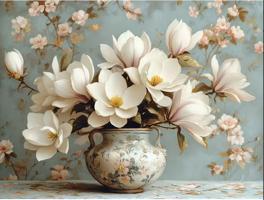 Cross Stich Kreuzstich Stickpackung BILD-Magnolien 30x40cm