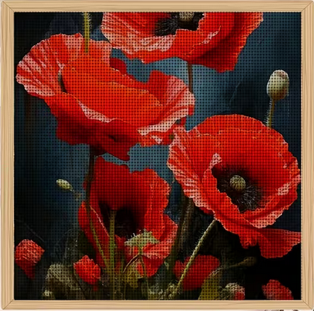 Cross Stich Kreuzstich Stickpackung BILD- Mohnblume 2 40x40cm