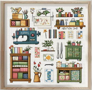 Cross Stich Kreuzstich Stickpackung BILD- Nähstube 40x40cm