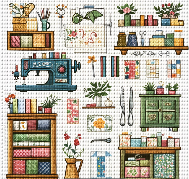 Cross Stich Kreuzstich Stickpackung BILD- Nähstube 40x40cm