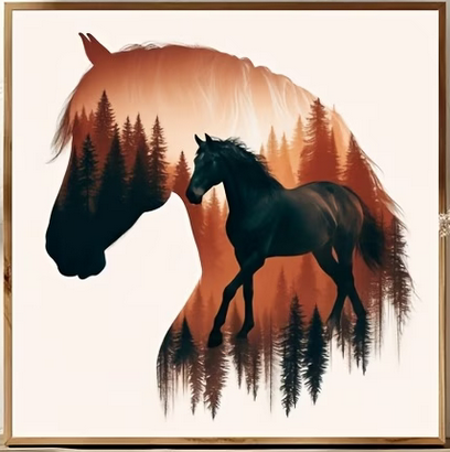 Cross Stich Kreuzstich Stickpackung BILD- Pferd 36x36cm