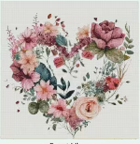 Kreuzstichset  Polster fertig genäht mit Reißverschluss, Blumenherz, 45x 45 cm