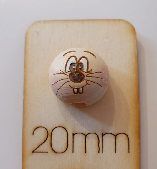 10x Holzköpfe mit bemaltem Gesicht Maus, 2cm