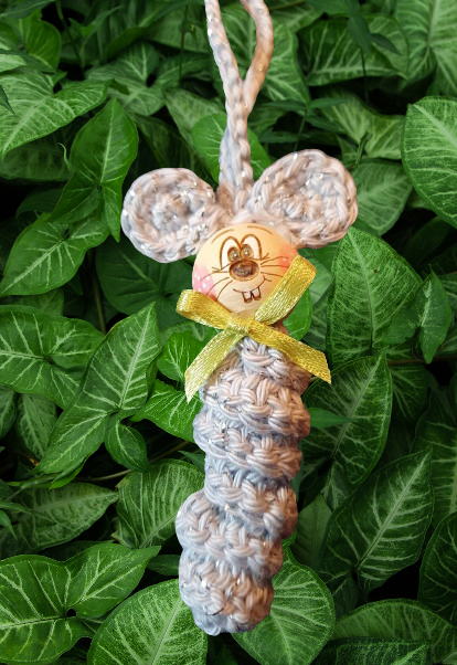 10x Holzköpfe mit bemaltem Gesicht Maus, 2cm