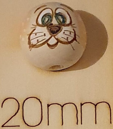 10x Holzköpfe mit bemaltem Gesicht Katze, 2cm