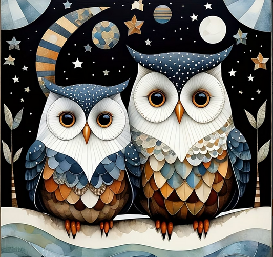 Cross Stich Kreuzstich Stickpackung BILD- Eulen der Nacht 36x36cm