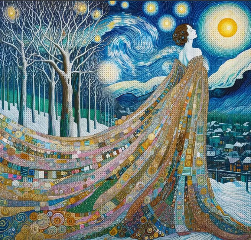 Cross Stich Kreuzstich Stickpackung BILD- Königin der Nacht 36x36cm