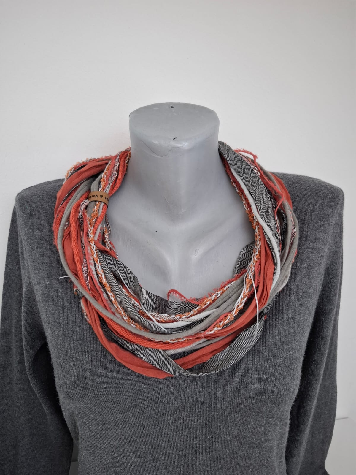 Loop Schal Kürbisfeld,handgeknüpft