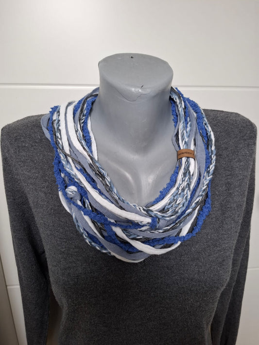 Loop Schal Blaue Lagune,handgeknüpft, Ganzjahresvariante