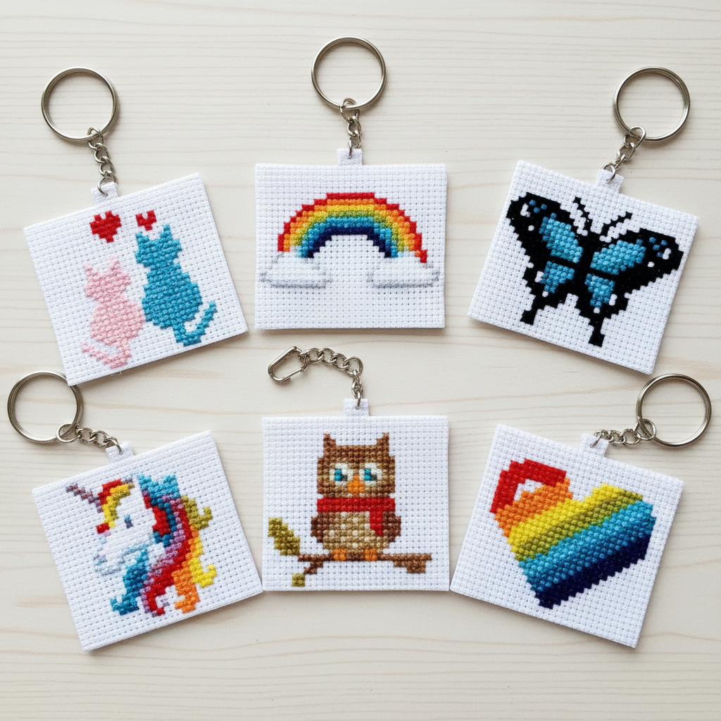 Cross Stich Kreuzstich Stickpackung Mini Set Anhänger