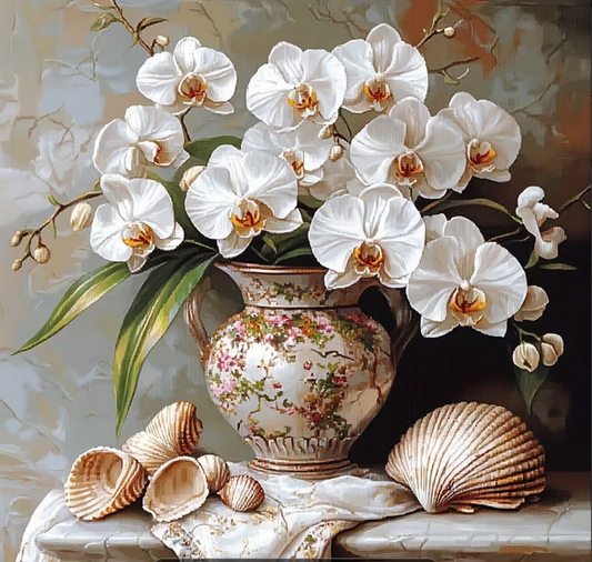 Cross Stich Kreuzstich Stickpackung BILD- Orchideen 40x40cm