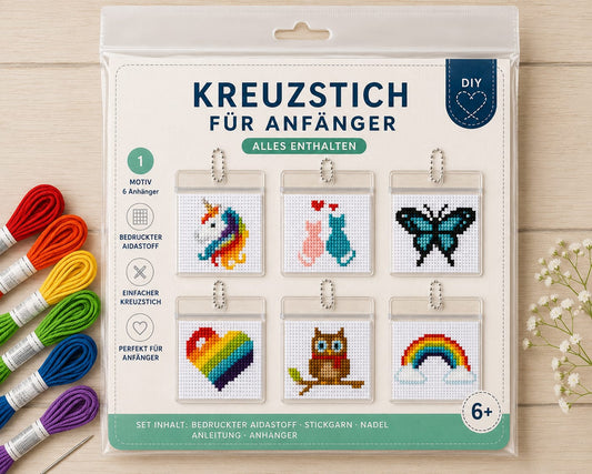 Cross Stich Kreuzstich Stickpackung Mini Set Anhänger
